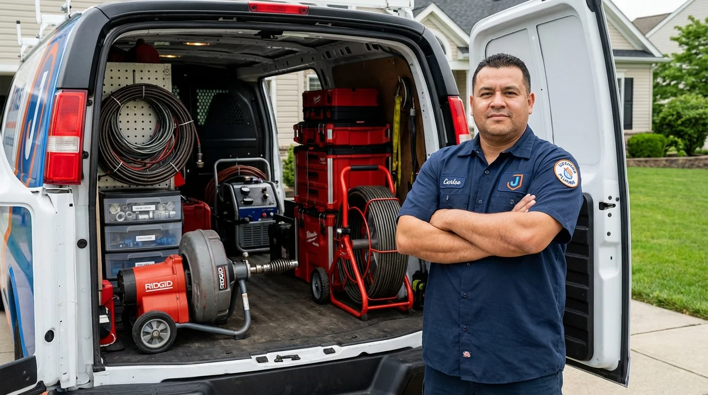 Professional drain cleaning equipment and Johns Plumbing LLC plumber in Bowdon