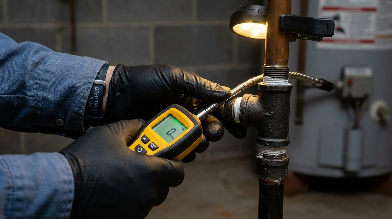 Gas leak detection with electronic sniffer by Johns Plumbing LLC in Bowdon