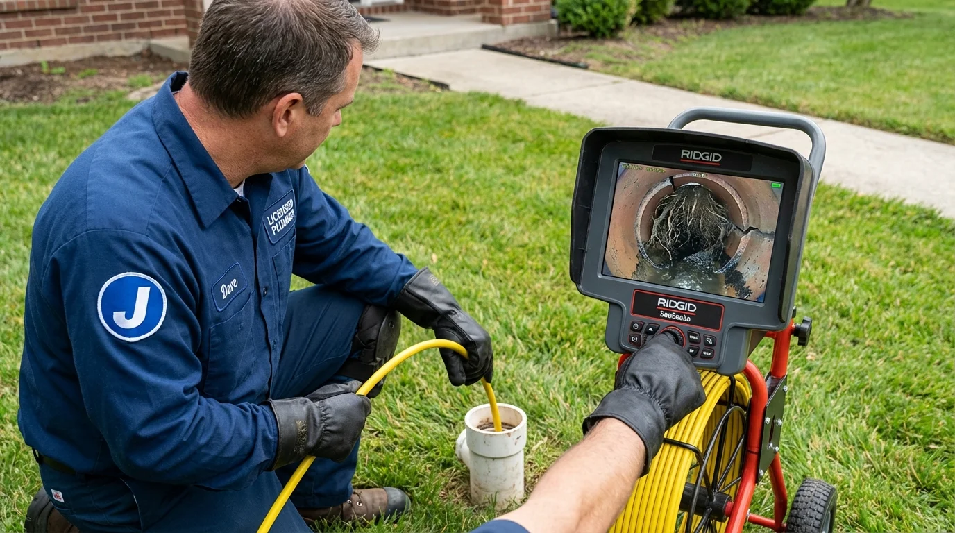 Sewer camera inspection being performed by Johns Plumbing LLC in Bowdon